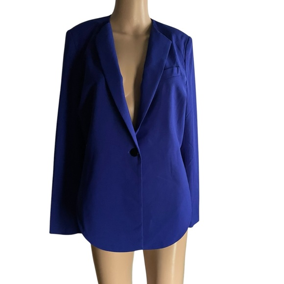 Officecore blazer saturated color high low one button Women's Blazer - Picture 7 of 9
